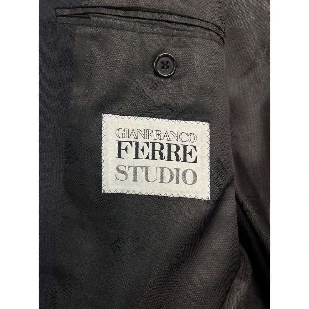 vtg 90s Gianfranco Ferre Studio Italy 56 46R 38x32 Black 2pc Pant Suit Pleated